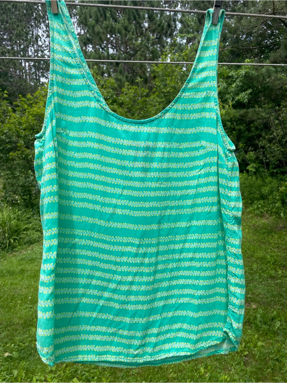 GAP Green Striped Scoop Neck Tank Top